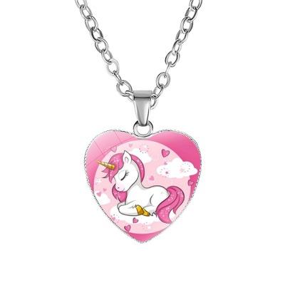 Unicorn Necklaces 2019 Baby Girl Animal Jewelry Cartoon Love Metal Accessories Festive Birthday Fashion Gifts For Children