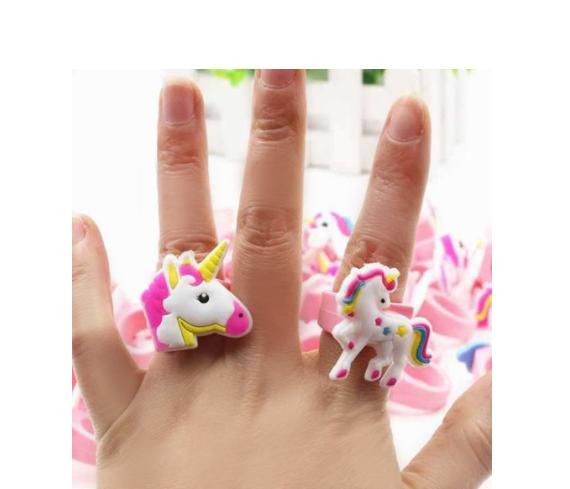 Unicorn Shape Multicolor Rings Cartoon Rings Mini Charm Jewelry Birthday Gift For Kids