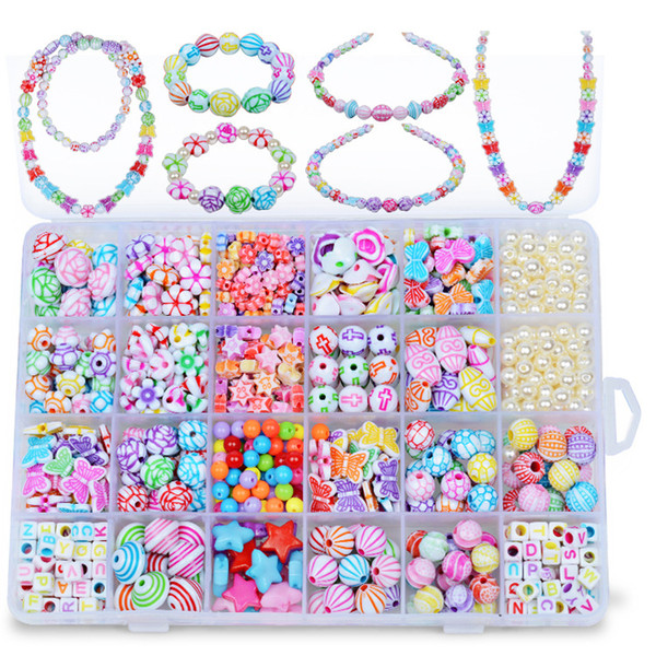 Best Gift Mixed DIY Loose Acrylic Beads set Accessories for Necklace&Bracelet Girl Developmental Toys Kids Beads Kits