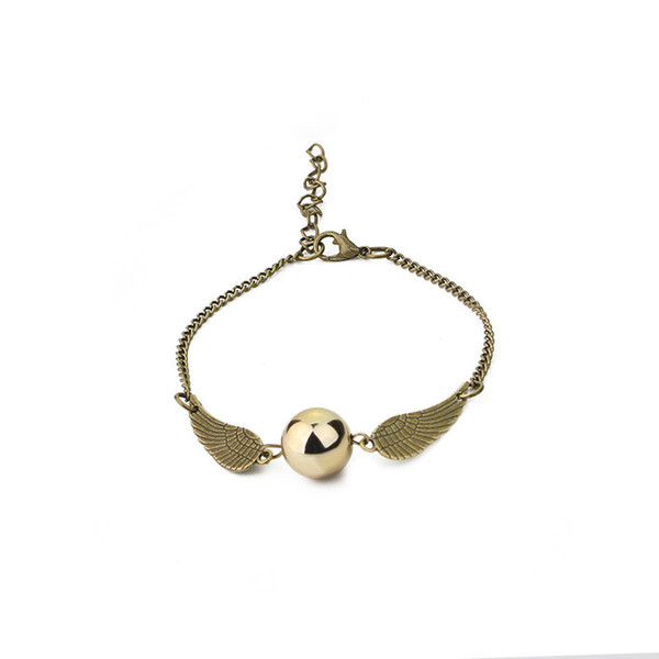 Harry Potter snitch gold Bracelet 2019 New fashion Gold Snitch Exquisite Ball Wings Feather alloy hand chain for Women Lady Girl