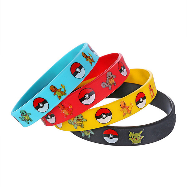 Pikachu Silicone Bracelets Pocket Monster Wristband Soft ball Wrist band Straps Figures Kids Toys Kids christmas cosplay Gift best