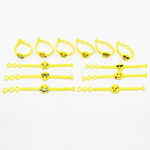 New Fashion Yellow Emoji Bracelet Kids PVC Wristband Bangle Birthday Party Home Jewelry Gift Free Shipping