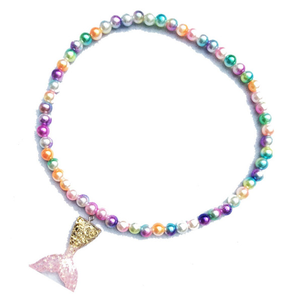 The Mermaid Girls necklace sequin colorful neck baby necklace Fashion Children Jewelry kids necklet kids necklace A3479