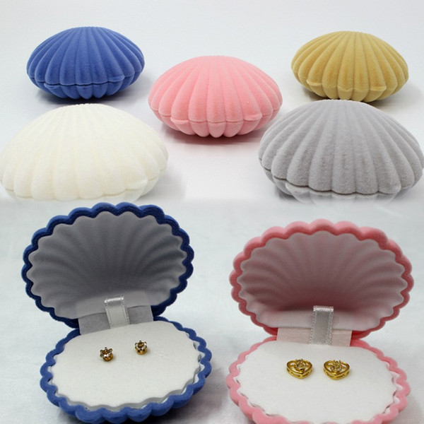 2017 New Arrival 5 colors Jewelry Gift Boxs Sea Shell Shape Jewelry Boxs Earrings Necklace Boxes Color Pink