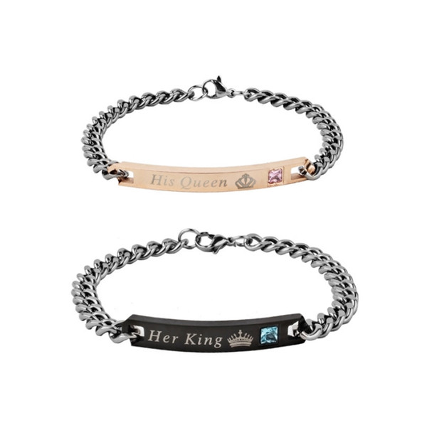 queen and king Valentine's Day Alloy Bracelets with Diamond Deco Gifts for Mom Wife Mother's Day lover Gift Birthday