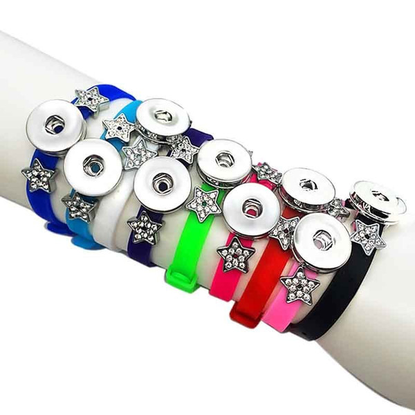 Hot Sale 10 Colors Silicone 6 style Fashion 8mm Snap Button Bracelet Interchangeable Charm Jewelry For Women Kids Teenager 20cm*8mm