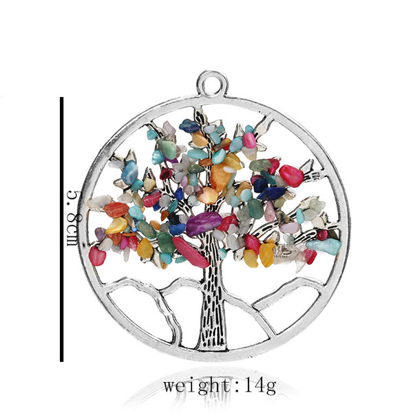 Tree of Life 7 Styles 5.8cm DIY Necklace Healing Pendants Chockers Chakra Handmade Crystal Chips Jewelry Necklace S006