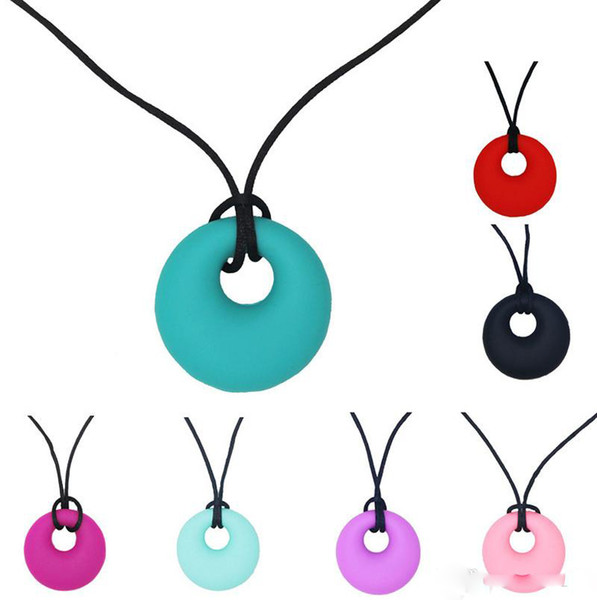 New Silicone Baby Teether Toddler Kids circular type Ring Teething Necklace Pendants Newborn Molars Tooth Chewable Teething Toy