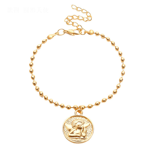 Relief Cameo Portrait Womens Bracelet - Retro Golden Color Alloy Round Pendant Charms Bracelets For Women Gift (9 Styles)