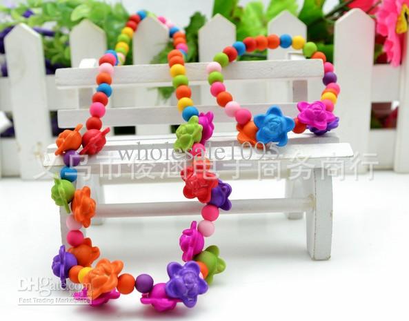 children Bauble jewelry set handmade necklace Bead Bracelet Bead rose flower necklace