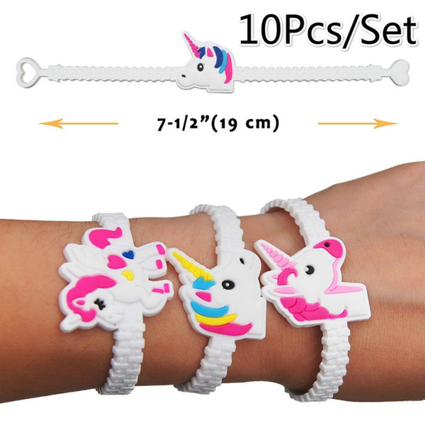 2019 Children Unique Unicorn Wristband Girls Boys Birthday Party Kids Baby Silica gel Bracelets Toy Ins Accessories Retail 10pcs/pack