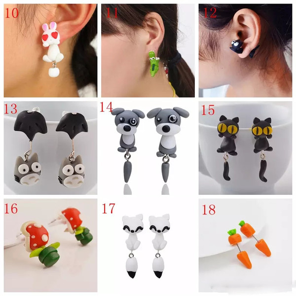 Cartoon Fox Earring Personality Creative Fashion Animal Silicone Earrings 2pcs/lot Jewelry for 29 diffetent styles