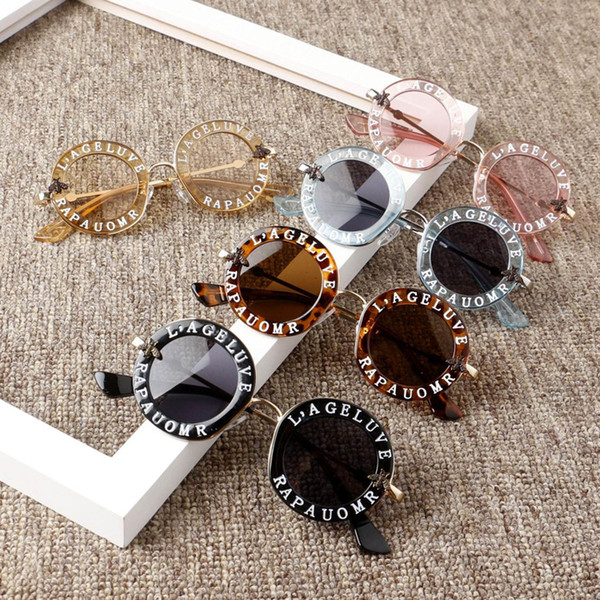 MYT_0119 Luxury Vintage Children Sunglasses Steampunk Bee Kids Sunglasses Boys And Girls Round Sun Glasses Oculos UV400