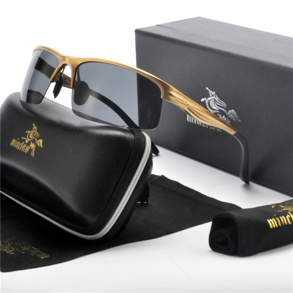 Brand Design Aluminum Magnesium Men's Mirror Sunglasses Polarized Lens Vintage Eyewear Driving Sun Glasses For Men with Box NX