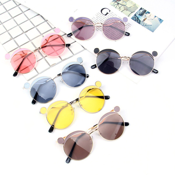 2019 New Cute Mouse Ear Sunglasses Kids Boy Girl Clear Resin Lens Sun Glasses Children Fashion Metal Baby Girls Goggles UV400