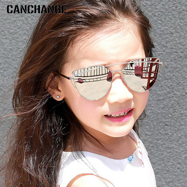 CANCHANGE Fashion Child Cat Eye Sunglasses Luxury Metal Eyewear Frame Children Summer Travel Accessories Girls Oculos de sol