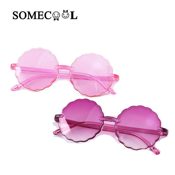 SomeCool 3-8 y kids sunglasses Rimless Plastic Round glasses Vintage Child eyewear 2019 Factory Wholesale UV400 oculos n618