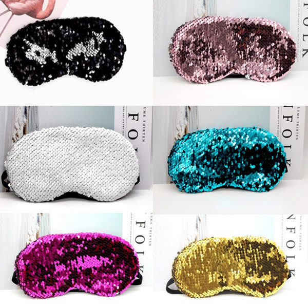 Sequin Eyes Mask Glitter Eyeshade Sunblock Mermaid Sleeping Mask Relax Blindfold Shades Halloween Party Masks Eye Cover 6 Designs DW4533