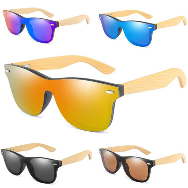 Brand Designer Vintage Bamboo Sunglasses Wood Legs Polarized Sun Glasses Women Men Teenager Beach Outdoor Sports Color Film Glasses A52903