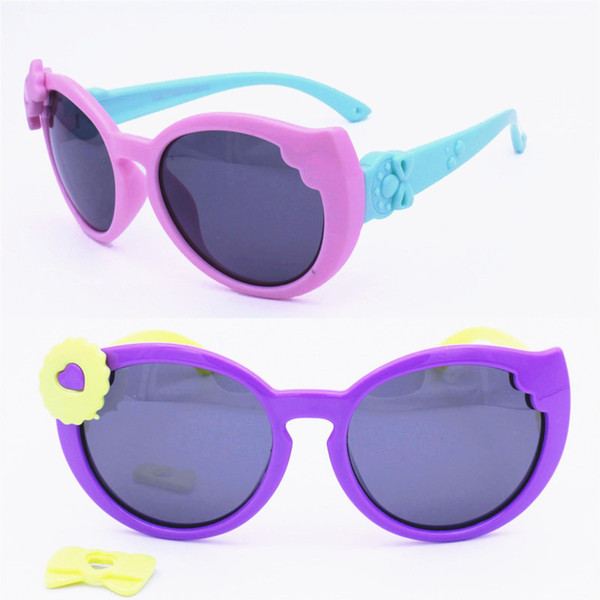 S860 soft and flexible TR90 polarized UV400 walkers shape durable double colors with flower sunglasses for girls