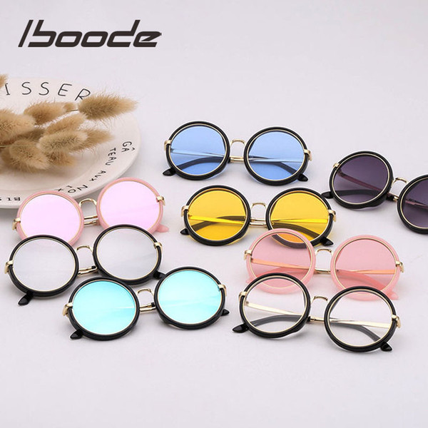 iboode Retro Kids Sunglasses 2019 Girls Round Goggle Candy Color Lens Sun Glasses 2019 New Round Sunglasses for Boys Girls