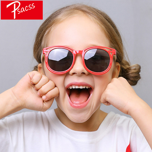 Psacss Round Vintage Polarized Kids Sunglasses For Girls Boys Children's Cute Silicone Frame Brand Sun Glasses Gafas Infantil