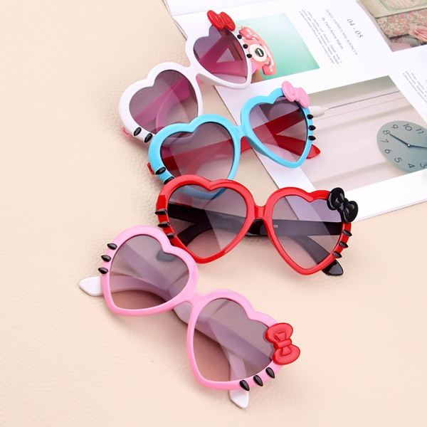 Cute Heart Shape Kids Sunglasses Cartoon Bow Cat UV Protection Eyeglasses For Child Boys Girls Sun Glasses Children Goggles