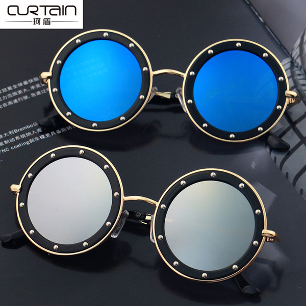 2019 NEW arrived kids sunglasses 3-9 years Vintage Round boys Girls sun glasses Rivets Cute eyewear UV400 Child Glasses n305