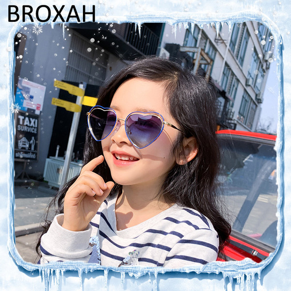 Kids Heart Sunglasses 2019 Fahion Ocean Children Sun Glasses Girls Boys Metal Eyewear UV400 Lunette De Soleil Enfant