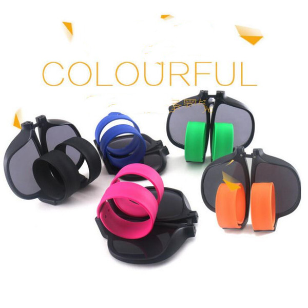 Slap Sunglasses Folding Polarized Sun Glasses Candy color Slap Bracelet Wristband Glasses Portable Unisex Fashion Creative Eyewear CLS553