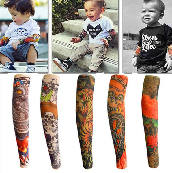 Children Tattoo Sleeves Sunscreen Baby Cuff Arm Sleeves Cartoon Arm Stockings Cover Fashion Stretchy Sunblock Sleeve Protection YFA254