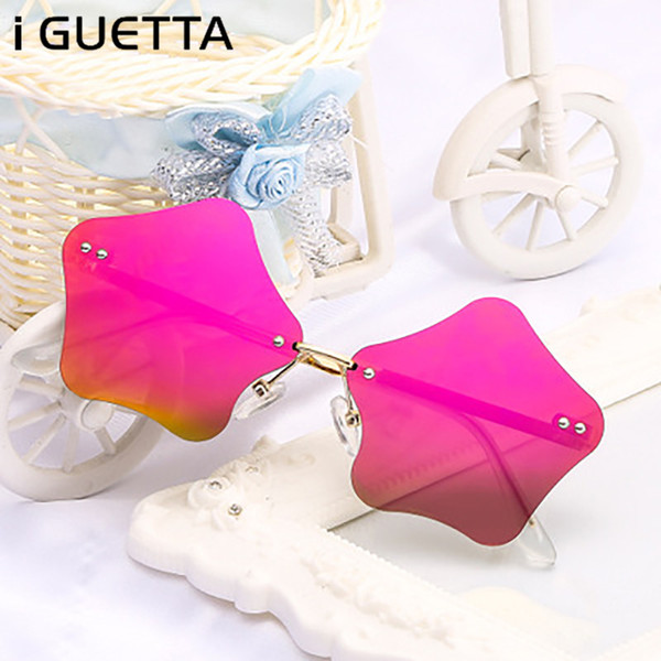 iGUETTA Luxury Lovely Kids Sunglasses Pentagram Shape Metal Frameless Sunglass Fashion High Quality Boys Girls Oculos IYJB712