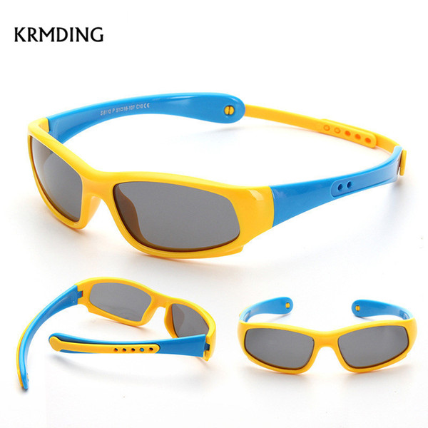 KRMDING No easily broken Kids TR90 Polarized Sunglasses Children Safety Brand Glasses Flexible Rubber Baby Oculos Infantil UV400