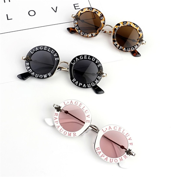 LATASHA 2019 Metal frame Steampunk Metal Bee Kids Sunglasses Boys Girls Luxury Vintage Children Sunglasses Round Sun Glasses