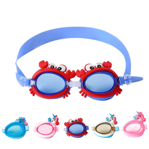 5 colors kids sunglasses Unicorn cute waterproof anti-fog children swimming goggles glasses high-end cartoon mirror with adjustable