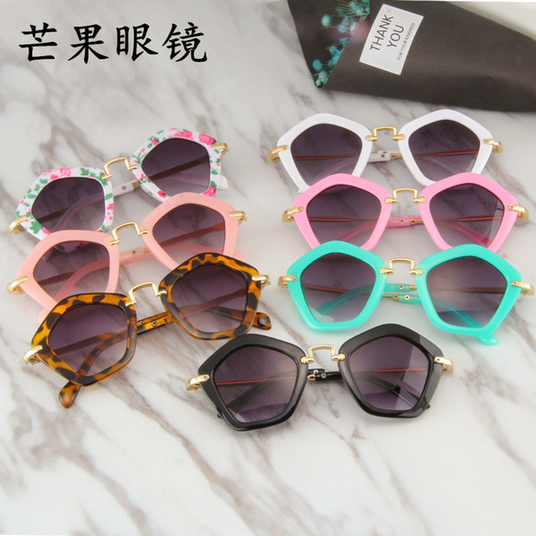 Mix 7 Colors kids sunglasses New polygonal fashion luxury sunglasses cross-border metal children boys girls designer sun glasses