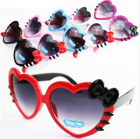 Lovely bowknot heart-shaped Kids Sunglasses Summer Baby Glasses Boys Girls Children Cartoon Sunglasses Shades Sun shade Folding Glasses V103