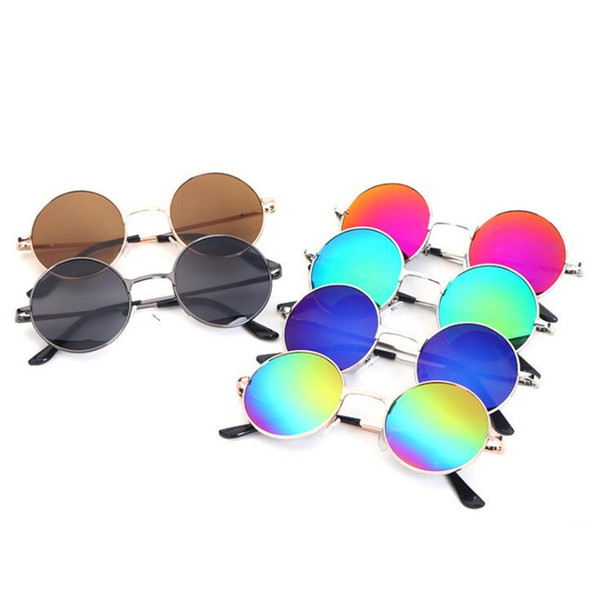 Children Retro Sunglasses Fashion Round Frame Sun Glasses Kids Vintage Style Colorful Lens Outdoor Sunglasses Big Boys Girls Free DHL B11