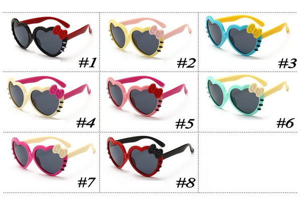 Heart Shaped Sun Glasses for Children Kids Full Frame Sunglasses Girls Baby Bowknot Cat Eye Shades Goggles Eyewear