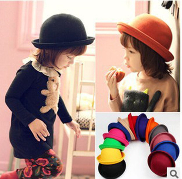 11 Color Korean Girls Imitated Wool Sun Hats 2015 new cartoon Candy color lovely Girl small round hat B001