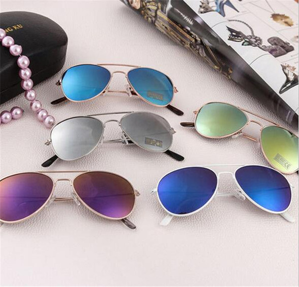 2016 Brand Designer Sun Glasses for Children Cool Mirror Reflective Metal Frame Kids Sunglasses Children's Glasses UV400