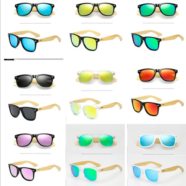 2019 Summer Retro Vintage Bamboo Sunglasses Wood Legs Sun Glasses Women Men Teenages Beach Outdoor Sports Colored Polarized Glasses A41906