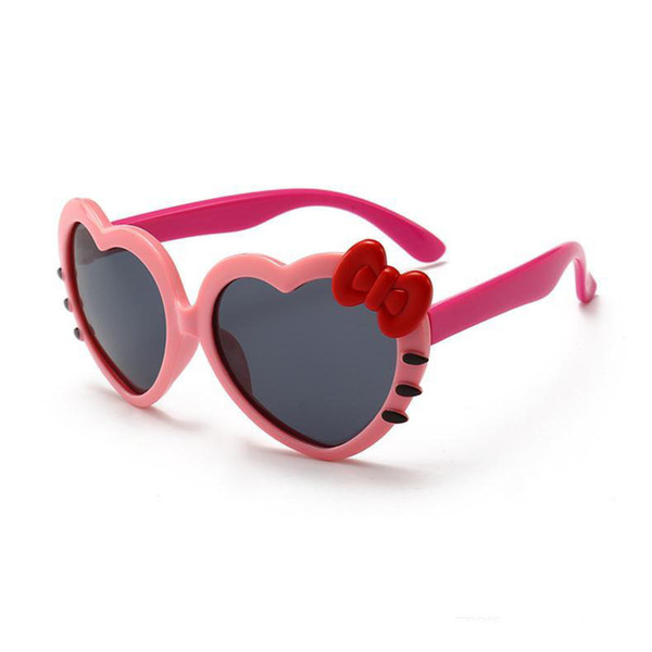 Heart Shaped Sun Glasses for Children Kids Full Frame Sunglasses Girls Baby Bowknot Cat Eye Shades Goggles Eyewear