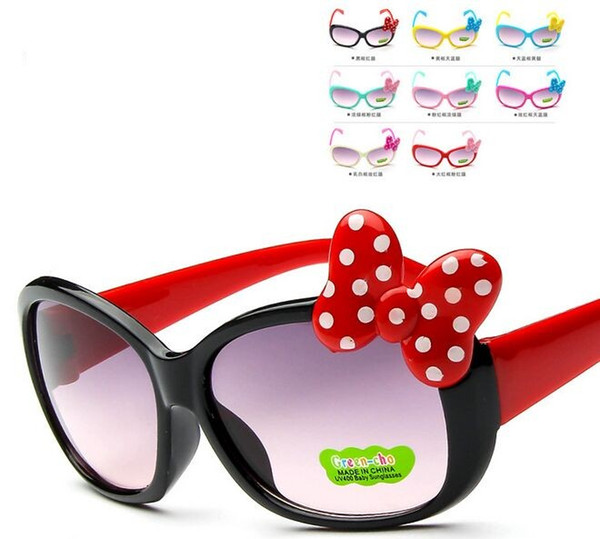 New 8 colors Cartoon big butterfly knot color children's Sunglasses 1330 lovely Mickey Sunglasses UV protection sunglasses