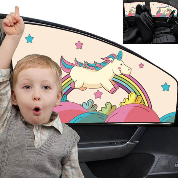 New Pink Pony Cartoon Children Car Curtain Sunshade Summer Sunscreen Side Window Telescopic Heat Insulation Curtain Kids' Sunblock Baby Kids