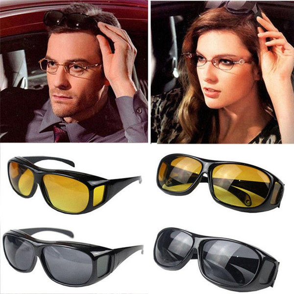 new HD Night Vision Driving Sunglasses Yellow Lens Over Wrap Glasses Dark Driving Protective Goggles Anti Glare Outdoor Eyewear