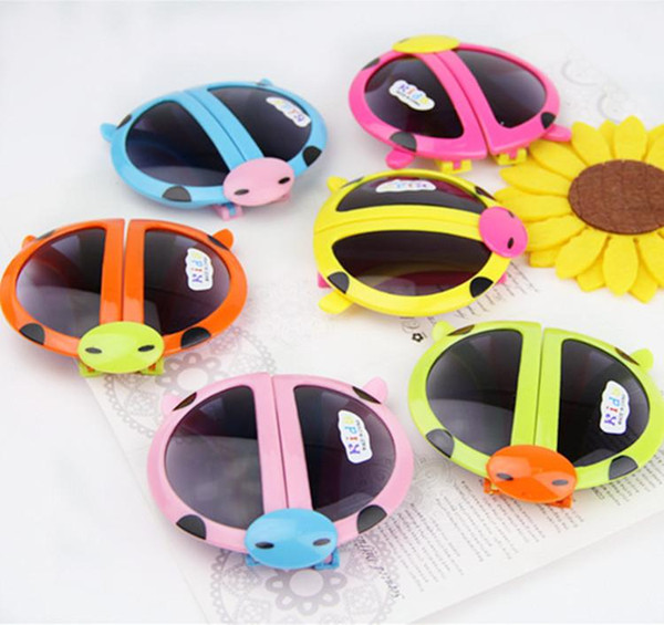 Boy and girls kids Cartoons Fold the beatles ladybird children sunblock UV Kids sunglasses Cartoons Fold the beatles ladybird Baby glasses