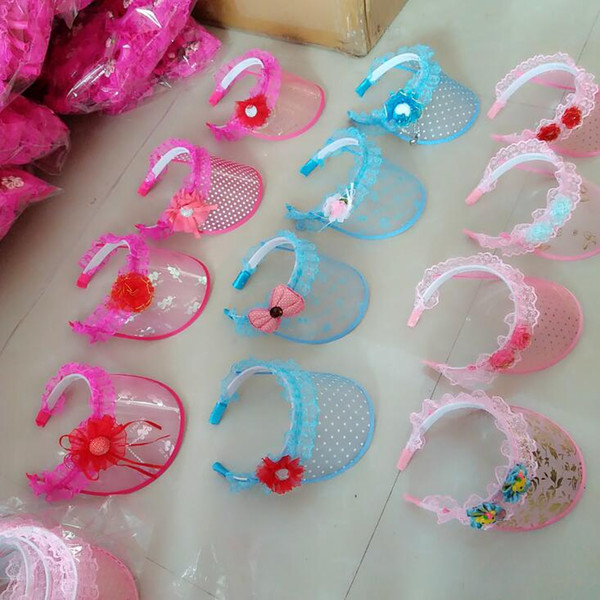 Shade Hat Summer Kid Sun Visor Plastic Sun Hat Hair Hoop Type Empty Top Hat Cartoon Lace BABY Toys