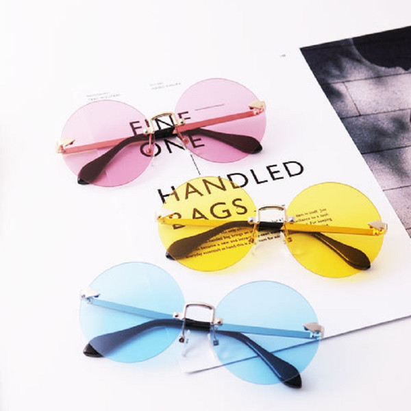 Personality fashion anti-UV retro style silver black pink yellow blue glasses men and women children sunglasses