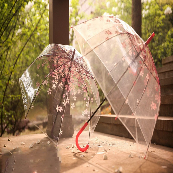 Hot sale women transparent Umbrella Semi-Automatic long handle Mushroom umbrella clear vision Bubble Deep dome Umbrella wholesale